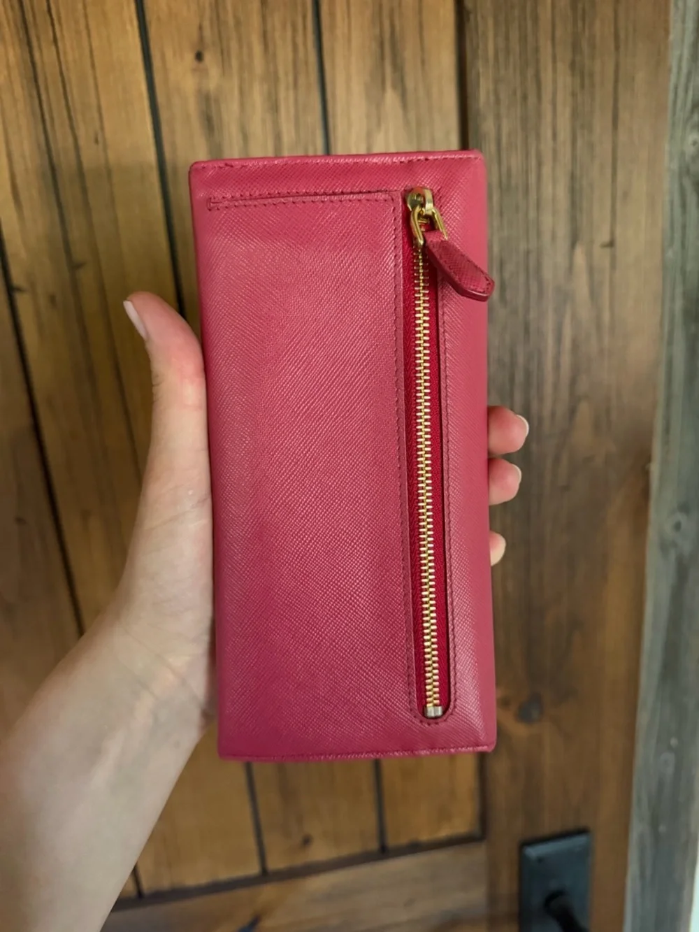 Prada Fucsia Saffiano Leather Bow Continental Wallet - Picture 6 of 9